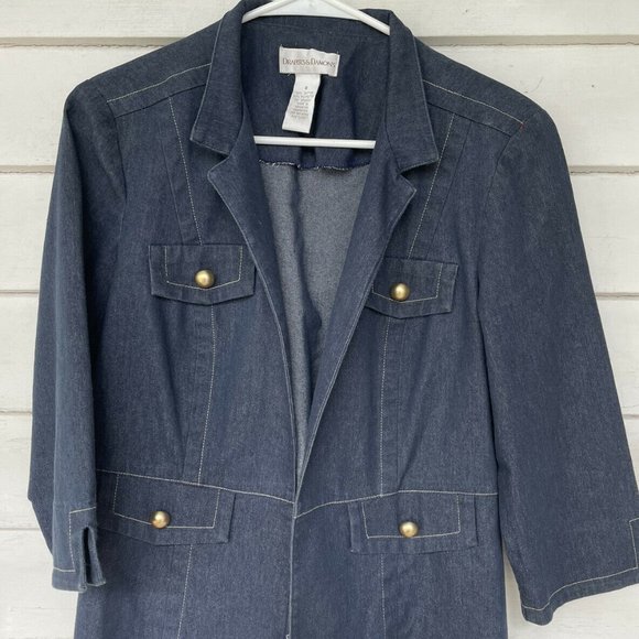 DRAPER'S & DAMON'S OPEN FRONT DENIM JACKET 8-EUC - Picture 7 of 9